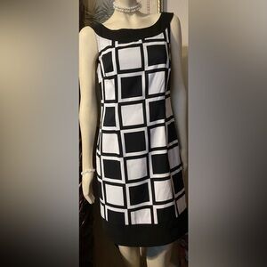 Connected Apparel Black and White Checkered Strapless Dress